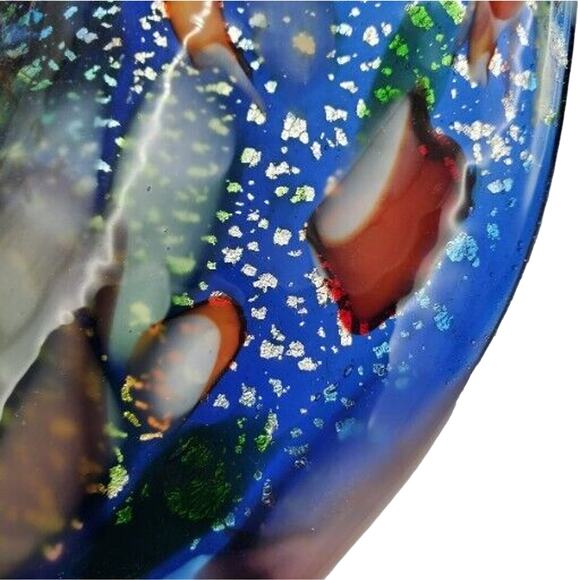 Murano Italian Art Glass Bowl Blue Millefiori Confetti Venetian Mid Century Mod - Picture 6 of 10